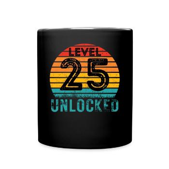 25 ans - 25e anniversaire Niveau 25 Design complet - Mug uni - noir - Devant