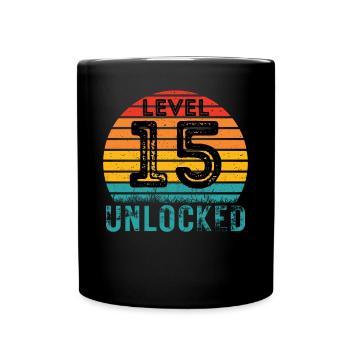 15 Years - 15th Birthday Level 15 Complete Design - Full Colour Mug - black - Front