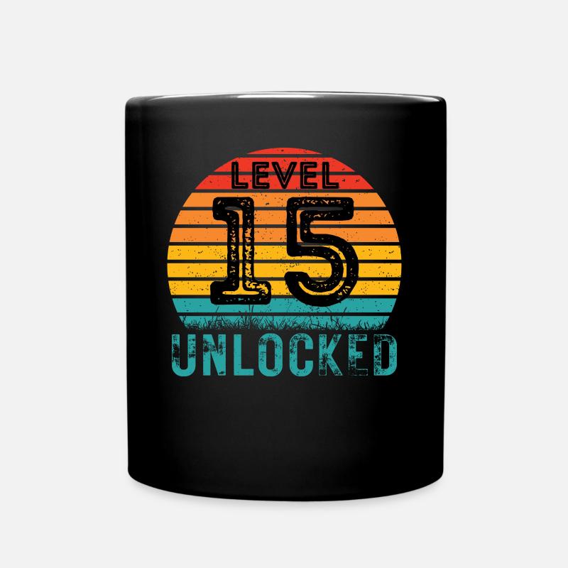 15 Jahre - 15. Geburtstag Level 15 Complete Design - Tasse einfarbig - Schwarz