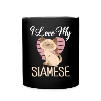 Cadeaux de chat siamois - Mug uni - noir - Devant