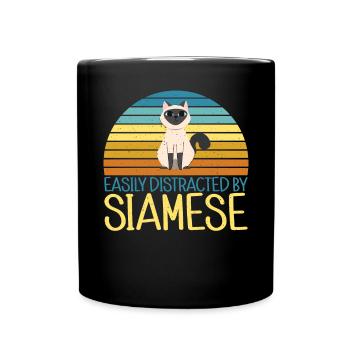 Siamesische Katze Geschenke - Tasse einfarbig - Schwarz - Vorne