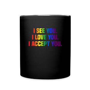 LGBT LGBTQ Lesbian Gay Rainbow Flag Pride - Full Colour Mug - black - Front