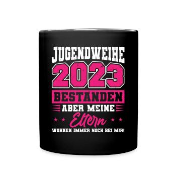 Jugendweihe 2023 Mädchen - Tasse einfarbig - Schwarz - Vorne