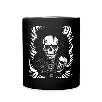 Punkrock Fan Skull mit Mohawk Crazy Antisocial P - Tasse einfarbig - Schwarz - Vorne