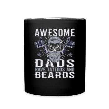 Awesome Dads have Tattoos Beard Vater Tattoo Bart - Tasse einfarbig - Schwarz - Vorne