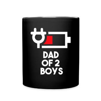 Männer Vater von 2 Jungen lustiges Geschenk Papa von zwei Söhnen Fa - Tasse einfarbig - Schwarz - Vorne