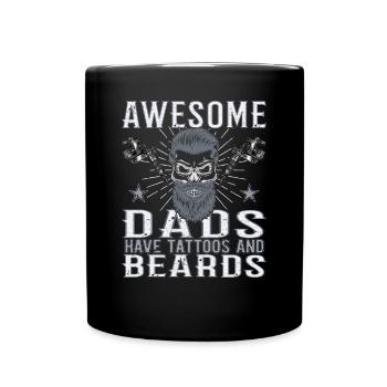 Awesome Dads have Tattoos Beard Vater Tattoo Bart - Tasse einfarbig - Schwarz - Vorne