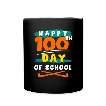 Defender Field Hockey Player Happy 100th Day Of Sc - Full Colour Mug - black - Front
