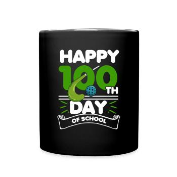 Happy 100th Day Of School Field Hockey Player Spor - Full Colour Mug - black - Front