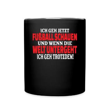 Fußballzubehör Geschenkidee Fußballfan - Tasse einfarbig - Schwarz - Vorne