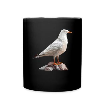 Mouette polygonale sur rochers - Mug uni - noir - Devant