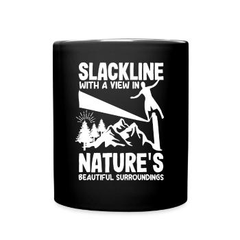 Slackline with a view, in nature's beautiful - Full Colour Mug - black - Front