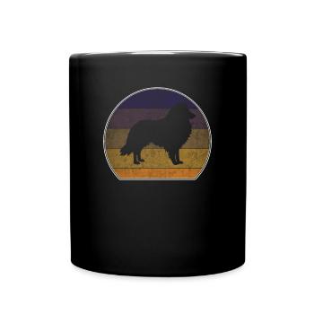 Retro Collie Sheepdog Sunset - Mug uni - noir - Devant