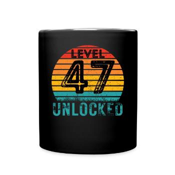 47 Jahre - 47. Geburtstag Level 47 Complete Design - Tasse einfarbig - Schwarz - Vorne