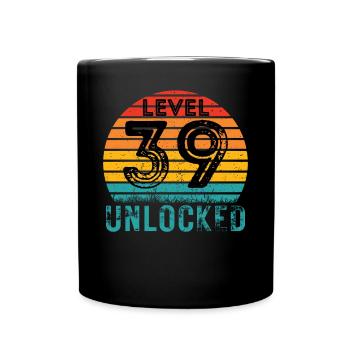 39 Jahre - 39. Geburtstag Level 39 Complete Design - Tasse einfarbig - Schwarz - Vorne