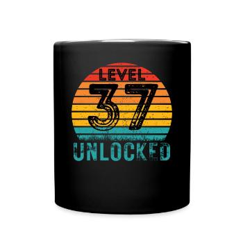 37 Jahre - 37. Geburtstag Level 37 Complete Design - Tasse einfarbig - Schwarz - Vorne