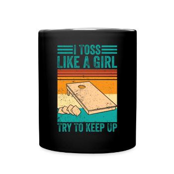 Lustiges Cornhole Corn Hole - Tasse einfarbig - Schwarz - Vorne