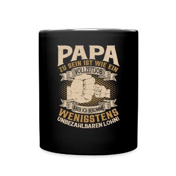 Papa Vatertag 2023 Spruch Geschenkidee - Tasse einfarbig - Schwarz - Vorne