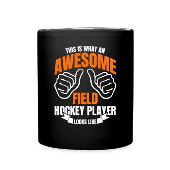 Un joueur de hockey sur gazon génial ressemble à des passes décisives - Mug uni - noir - Devant