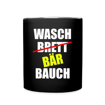 Waschbär Bauch Waschbrett - Tasse einfarbig - Schwarz - Vorne