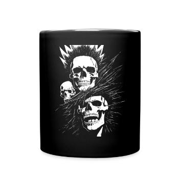 Horror Fan Skull with Mohawk Crazy Punkrocker Pun - Full Colour Mug - black - Front
