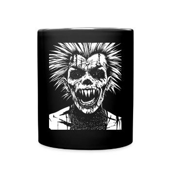 Crâne d’éventail d’anarchie avec Mohawk Crazy Antisocial Pu - Mug uni - noir - Devant