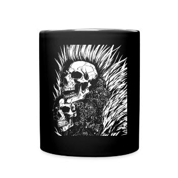 Crâne de fan d’horreur avec Mohawk Crazy Punkrocker Jeu de mots - Mug uni - noir - Devant