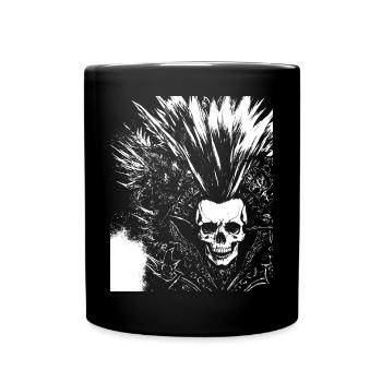 Anarchy Fan Schädel mit Irokesenschnitt Verrückt Asozial Pu - Tasse einfarbig - Schwarz - Vorne
