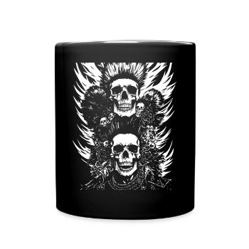 Crâne d’éventail d’anarchie avec Mohawk Crazy Antisocial Pu - Mug uni - noir - Devant