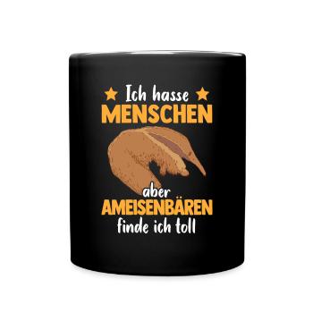 Ameisenbären finde ich toll Ameisenfresser - Tasse einfarbig - Schwarz - Vorne