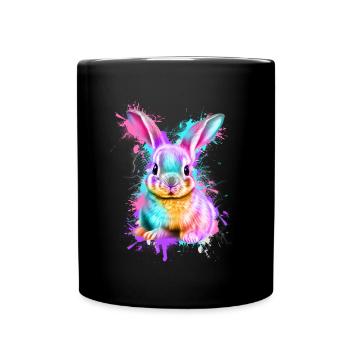 Rabbit Rabbit Colorful - Full Colour Mug - black - Front