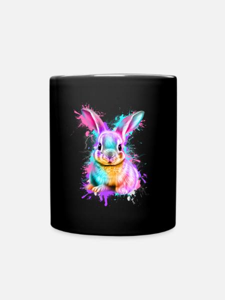 Rabbit Rabbit Colorful - Full Colour Mug - black
