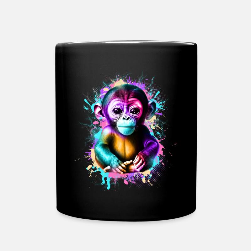 Affe Bunt - Tasse einfarbig - Schwarz