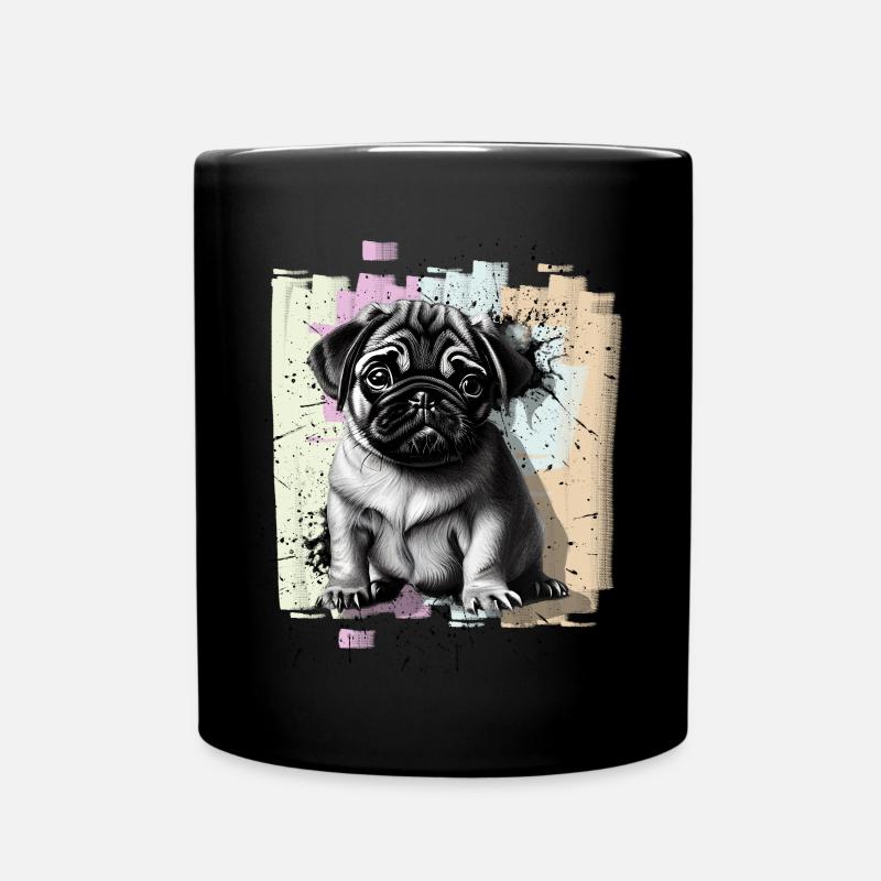 Mops - Tasse einfarbig - Schwarz