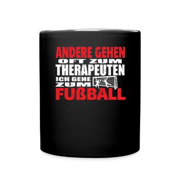 Fußballzubehör Geschenkidee Fußballfan - Tasse einfarbig - Schwarz - Vorne