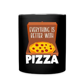 Everything Is Better With Pizza Lover Italian Food - Full Colour Mug - black - Front