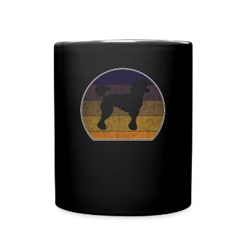 Retro Pudel Sonnenuntergang - Tasse einfarbig - Schwarz - Vorne