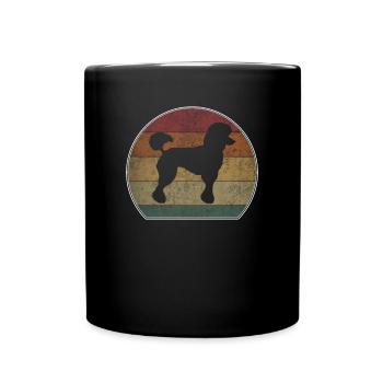 Retro Pudel Sonnenuntergang - Tasse einfarbig - Schwarz - Vorne