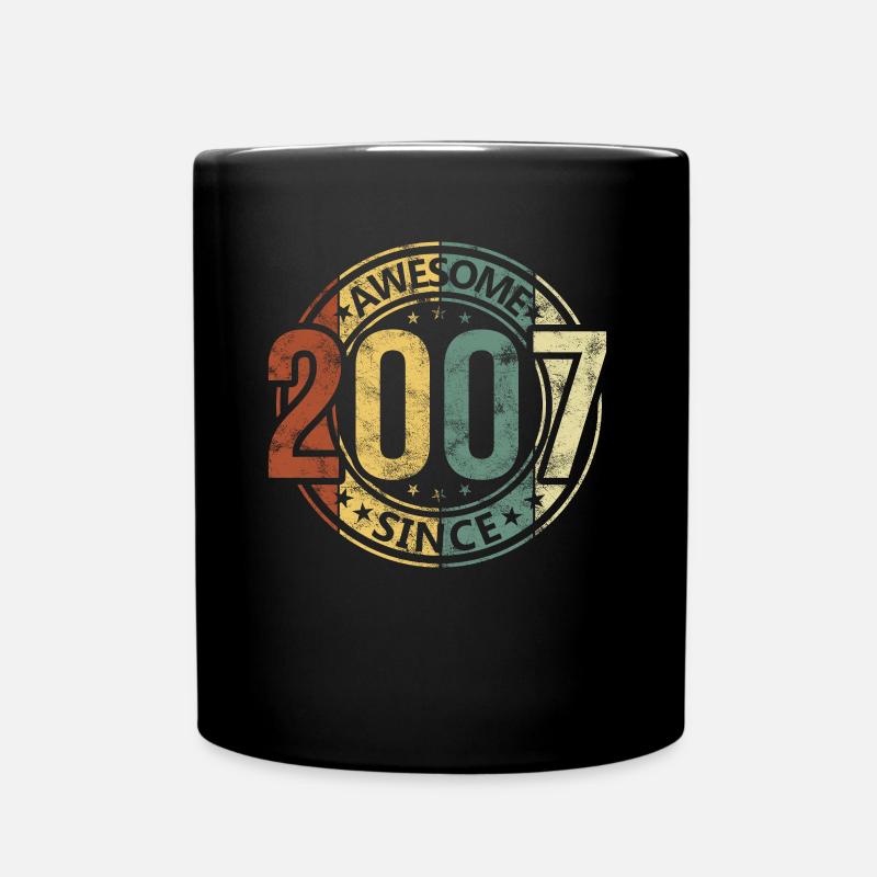 Awesome Since 2007 Retro Vintage Birthday - Full Colour Mug - black