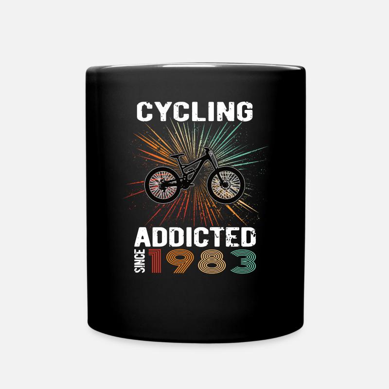 40 Birthday 1983 Vintage Retro Bicycle Cyclist - Full Colour Mug - black