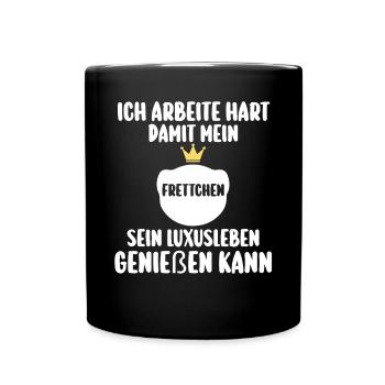 Ich arbeite hart damit mein Frettchen - Tasse einfarbig - Schwarz - Vorne