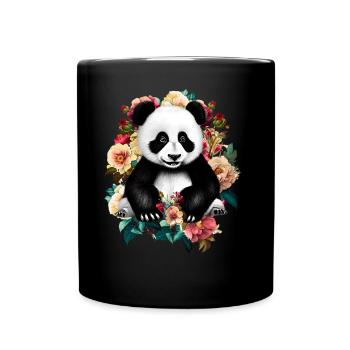 Fleurs de panda - Mug uni - noir - Devant