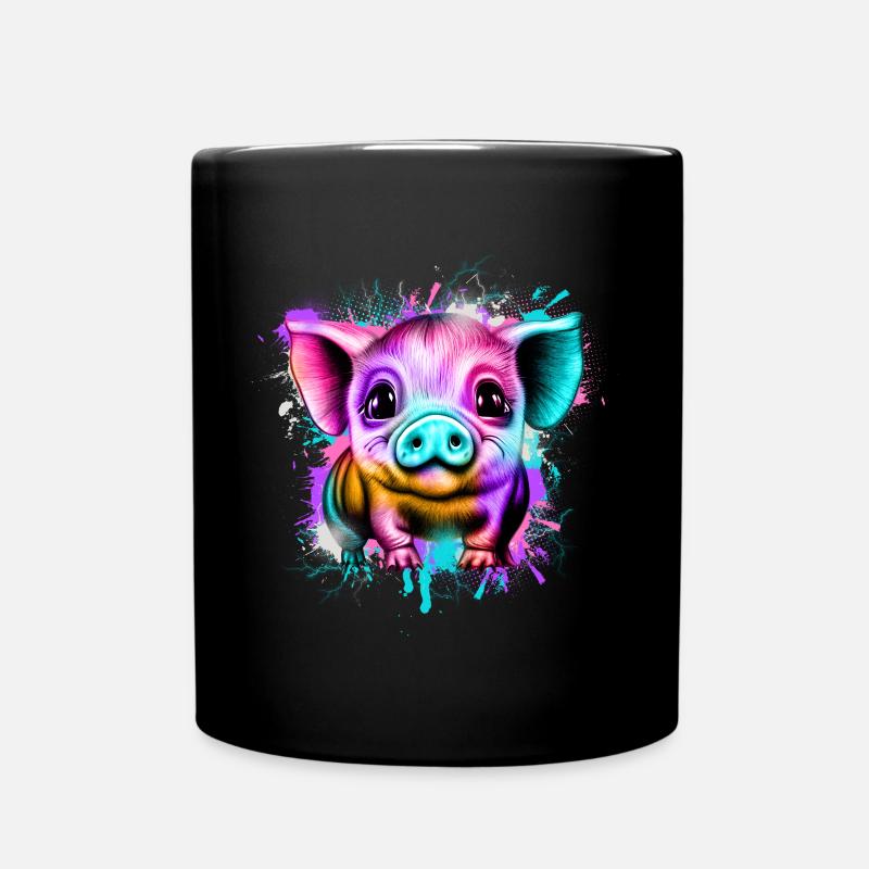 Schwein Bunt - Tasse einfarbig - Schwarz