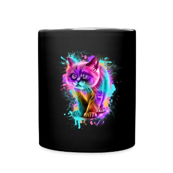 Chat coloré - Mug uni - noir - Devant
