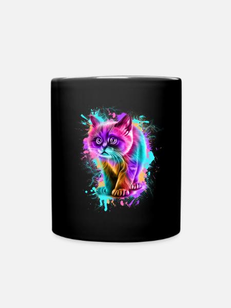 Katze Bunt - Tasse einfarbig - Schwarz