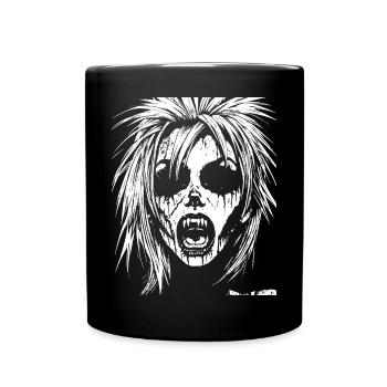 Punkrock Fan Skull with Mohawk Crazy Antisocial P - Full Colour Mug - black - Front