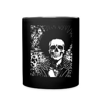 Anarchy Fan Skull with Mohawk Crazy Antisocial Pu - Full Colour Mug - black - Front