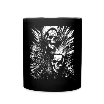 Horror Fan Skull with Mohawk Crazy Punkrocker Pun - Full Colour Mug - black - Front
