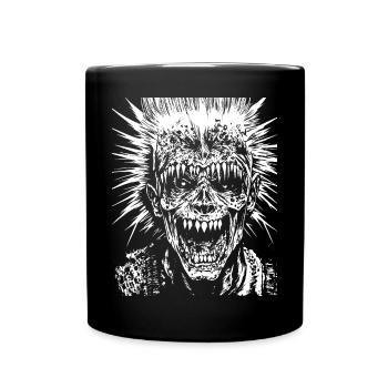 Horror Fan Skull with Mohawk Crazy Punkrocker Pun - Full Colour Mug - black - Front