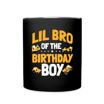 Lil Bro vom Geburtstagskind Bauarbeiter Bd - Tasse einfarbig - Schwarz - Vorne
